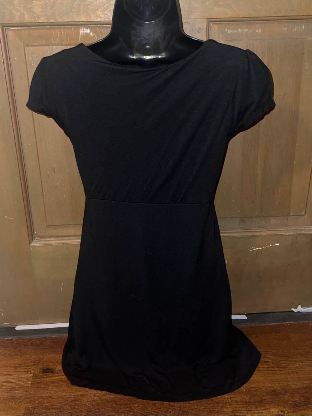 Forver 21 Black Y2K Babydoll Button Front Mini Short Sleeve Casual Dress Size M - Picture 2 of 7